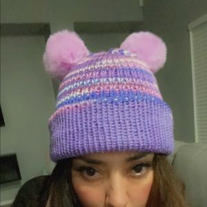 Made with Live Crochet Hat with Fuzzy balls